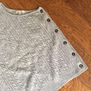 Gray Cable Knit Poncho Sweater Womens
